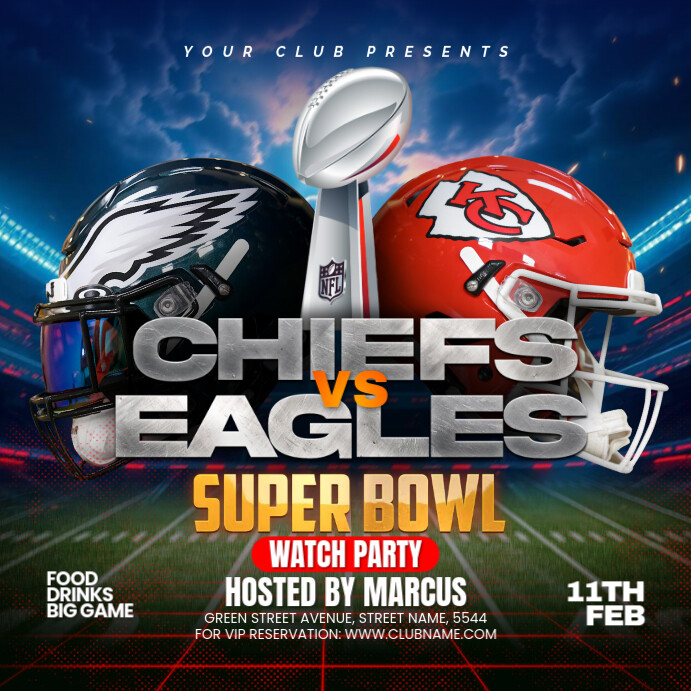 Super Bowl party flyer design template