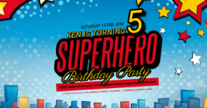 Superhero birthday party invitation Imagen Compartida en Facebook template