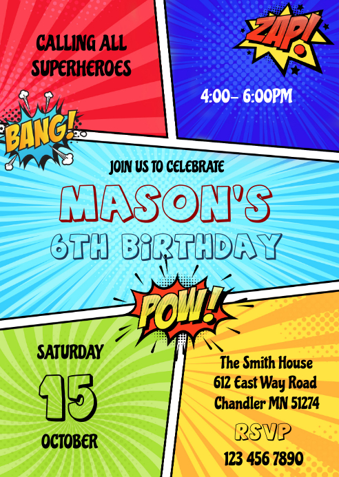 Modele Invitation Anniversaire Super Heros Comique Postermywall Modele Invitation Anniversaire Super Heros Comique Postermywall