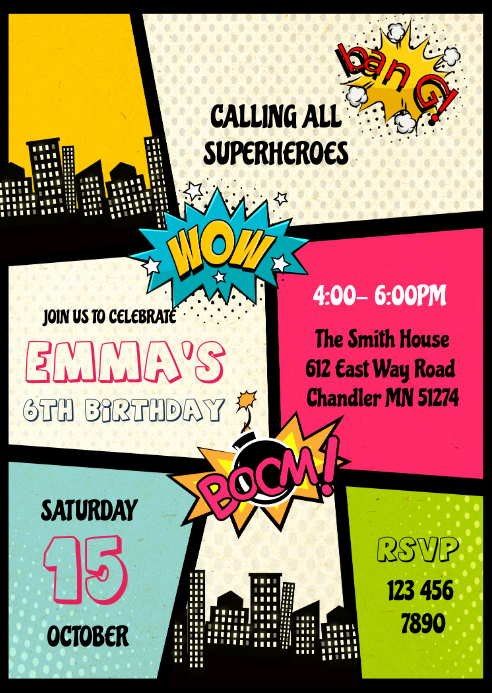 Modele Invitation Anniversaire Fille Super Heros Postermywall Modele Invitation Anniversaire Fille Super Heros Postermywall