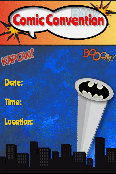 Copy of Superhero Poster Flyer Invitation Batman Marvel Comics ...