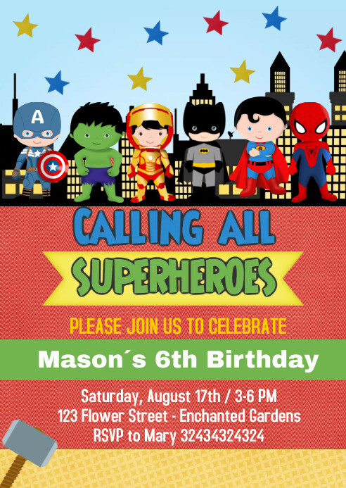 Superhero Invitation Template PosterMyWall