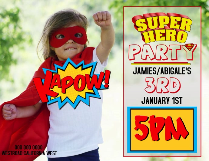 SUPERHERO PARTY FLYER TEMPLATE FREE Folheto (US Letter)