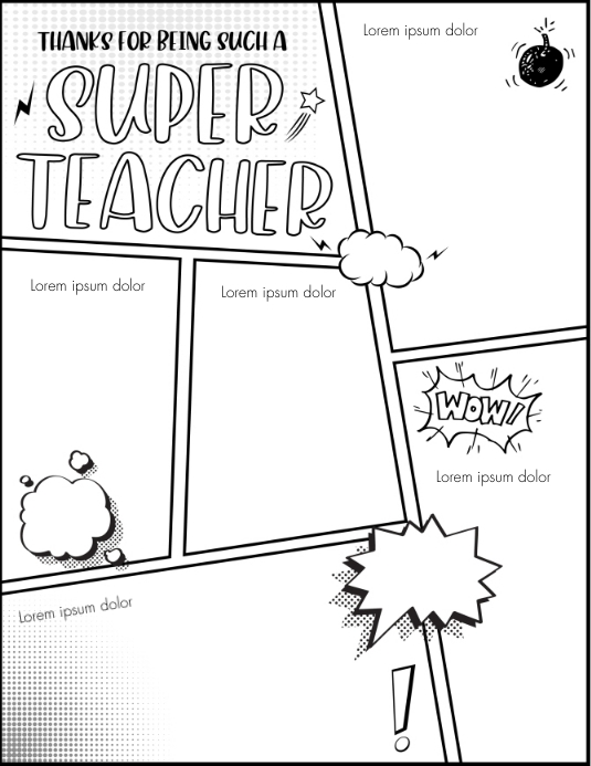 Superhero Teacher Coloring Editable Template PosterMyWall