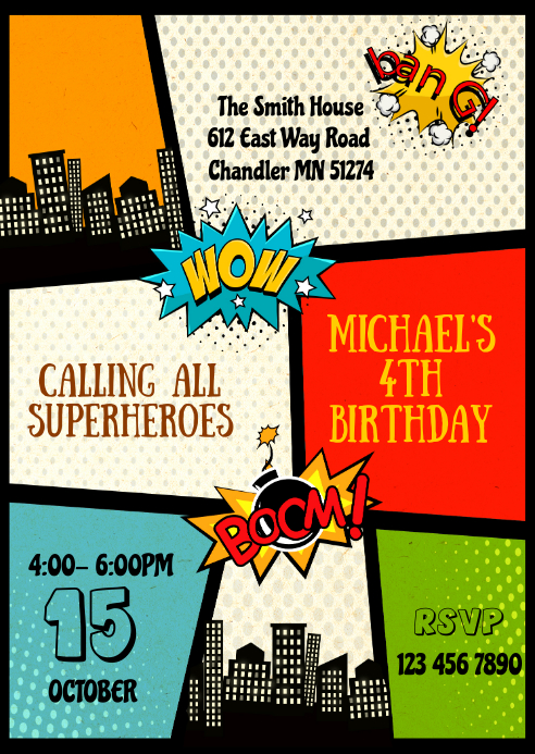 Superheroes Birthday Party Invitation Template Postermywall