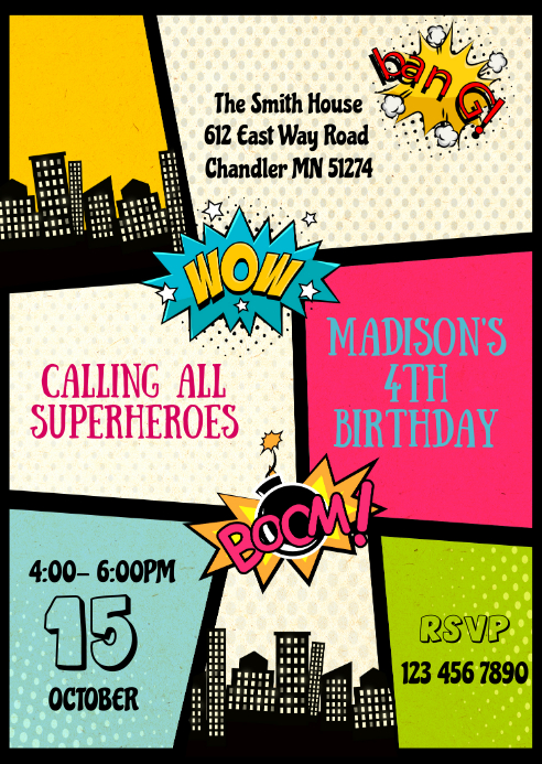 Modele Superheros Fille Invitation Fete Anniversaire Postermywall Modele Superheros Fille Invitation Fete Anniversaire Postermywall