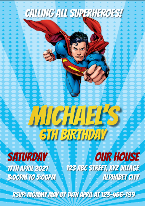 Modele Invitation Anniversaire Superman Postermywall Modele Invitation Anniversaire Superman Postermywall