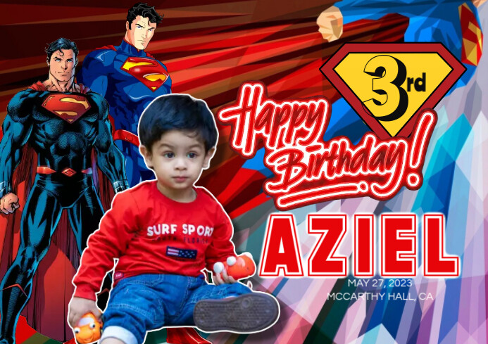 Image 5 for Superman Birthday Card Template