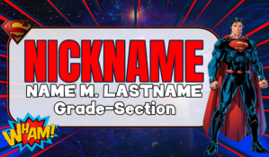 Purple Superhero Themed School ID Etykietka doczepna Template