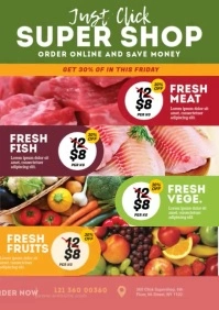 Supermarket Product Promotion Video Ad A4 template