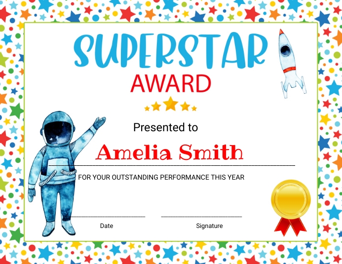 Super Star Award Certificate Printable