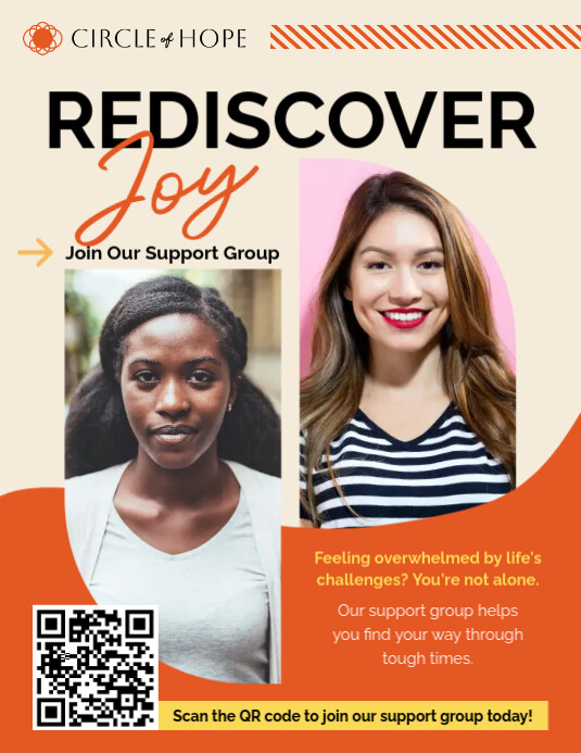 Support Group Therapy Orange Flyer Pamflet (VSA Brief) template