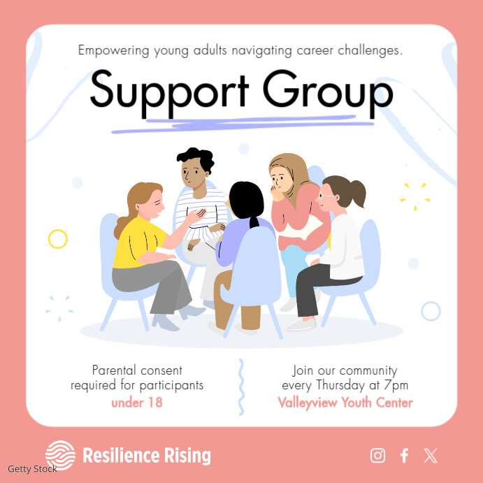 Support Group Therapy Pastel Instagram Post template