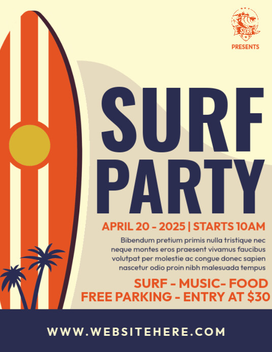 Surf Party Flyer (US Letter) template
