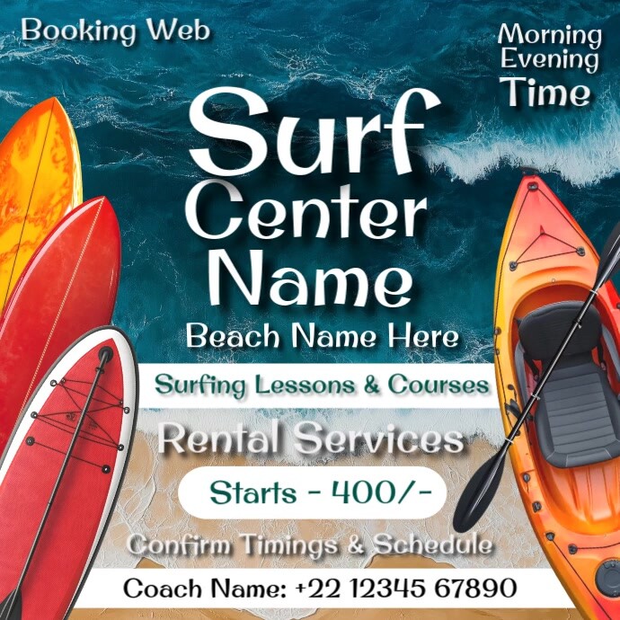 Surfing Courses Video Template Square (1:1)