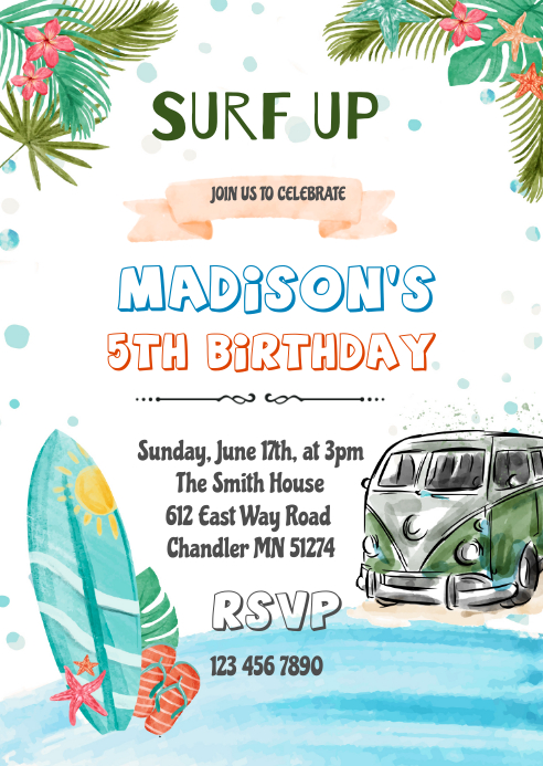Modele Surfs Up Invitation Anniversaire Plage Postermywall Modele Surfs Up Invitation Anniversaire Plage Postermywall