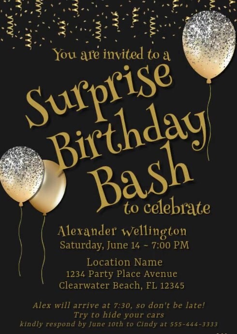Surprise Birthday Bash Party Invitation Template Postermywall Surprise Birthday Bash Party Invitation Template Postermywall