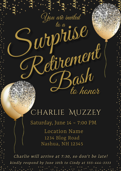 Surprise Retirement Party for Man Invitation Template | PosterMyWall