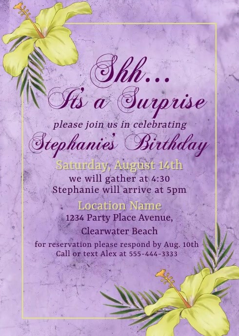 Modele D Invitation A Une Fete D Anniversaire Pour Femme Surprise Postermywall Modele D Invitation A Une Fete D Anniversaire Pour Femme Surprise Postermywall