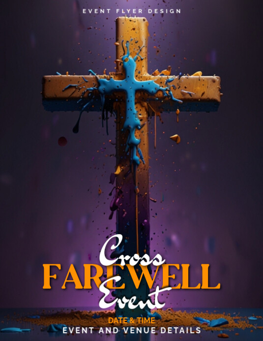 Surreal Cross Farewell Event Flyer Template for Graduation Ceremonies Folheto (US Letter)