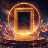 Surreal glowing galaxy scene template | Cinematic universe stage aesthetic design Post Instagram
