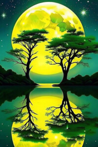 Surreal Moonlight Landscape Poster template