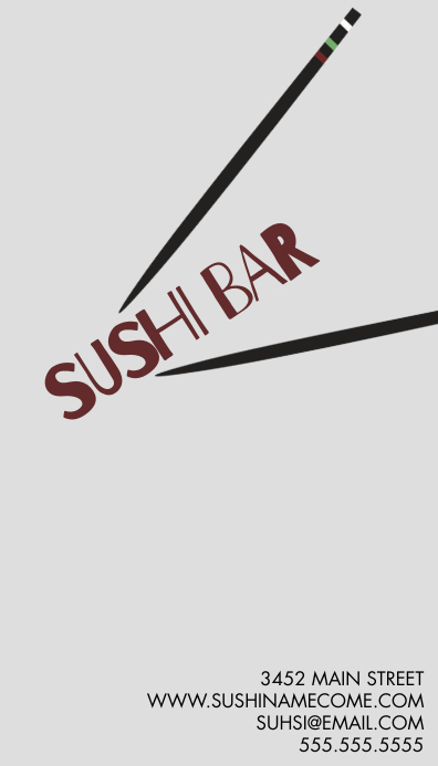 Sushi Bar Restaurant Business Cards Визитная карточка template