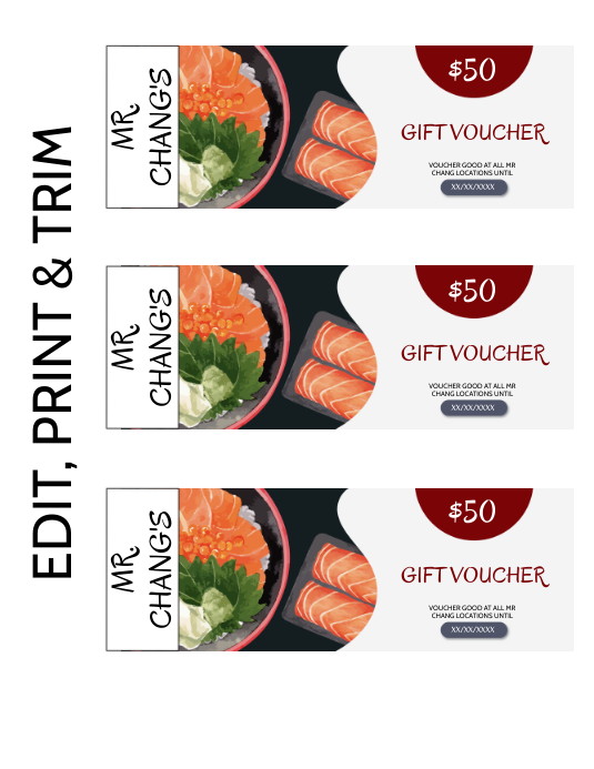 Sushi Bar Gutschein Vorlage Postermywall