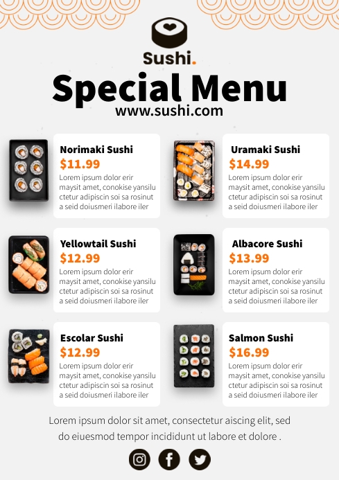 Sushi Menu A4 template