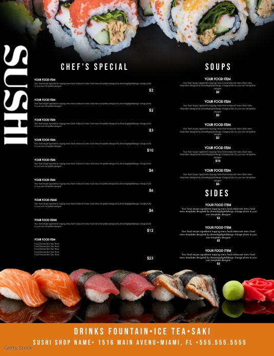 Sushi Example Grid Menu Sushi Menu Modern Design Template | PosterMyWall