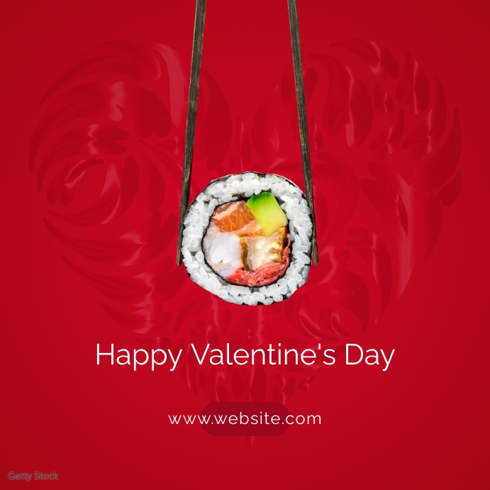 sushi valentine's day creative advertising Instagram Post template