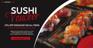 Black Sushi Discount Voucher Facebook Shared Image Template