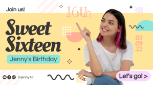 Sweet 16 Party Photo de couverture de chaîne YouTube template