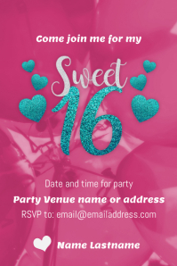 Onwijs Sjabloon Sweet 16 Party flyer | PosterMyWall NA-96