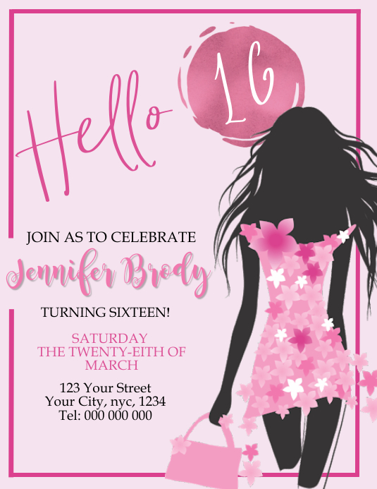 Sweet 16 Sixteen Birthday Party Invitation Template Postermywall