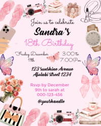 Sweet 16th Birthday Invitation Instagram Portrait template