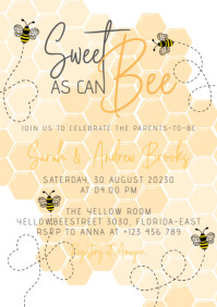 Sweet as can bee babyshower invitation A5 template