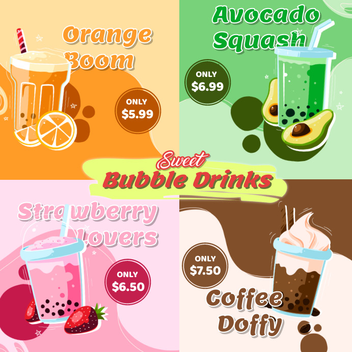 Sweet Bubble Drinks Template Instagram Post