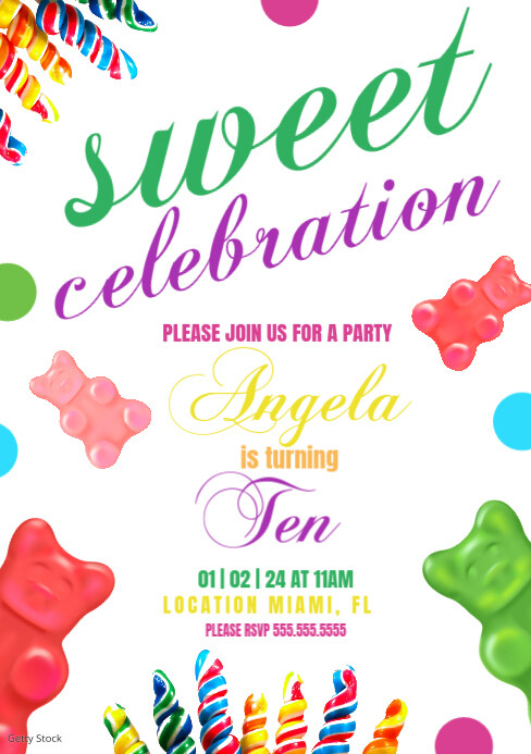 Sweet Candy Celebration Digital Invitation Template | PosterMyWall
