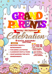 Белый Grandparents Day Celebration A4 Template