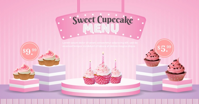 Sweet Cupcake Menu Facebook Shared Image template