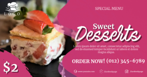 Pink Dessert Menu Promotion Facebook Shared Image Template