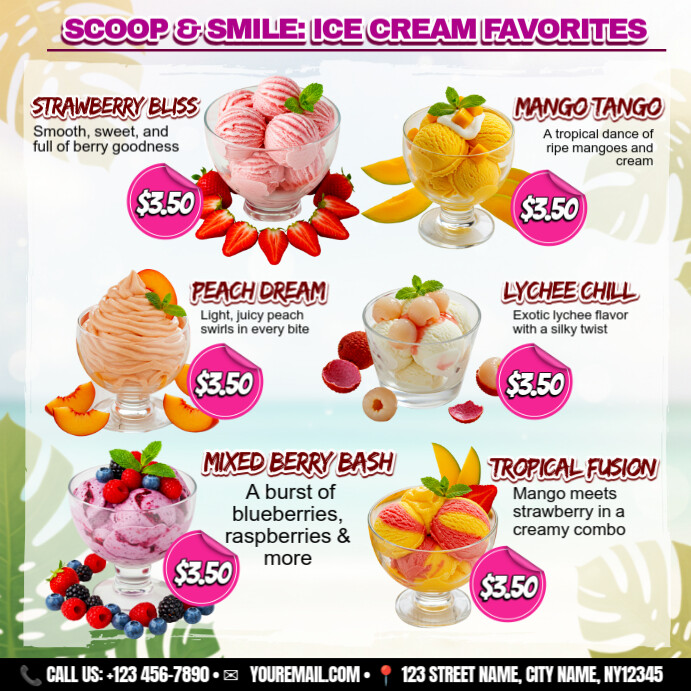 Sweet Escape: Fruity Frozen Favorites Instagram Plasing template