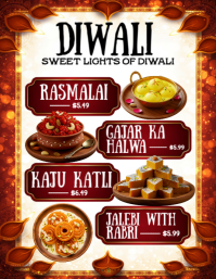 Red Diwali Sweets Menu Flyer Template