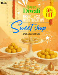 Orange Diwali Sweet Shop Promotion Flyer Template