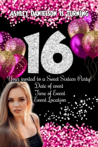 Sweet Sixteen Invitation Spanduk 4' × 6' template