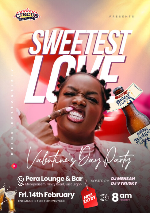 Sweetest Love Party Design Template A4