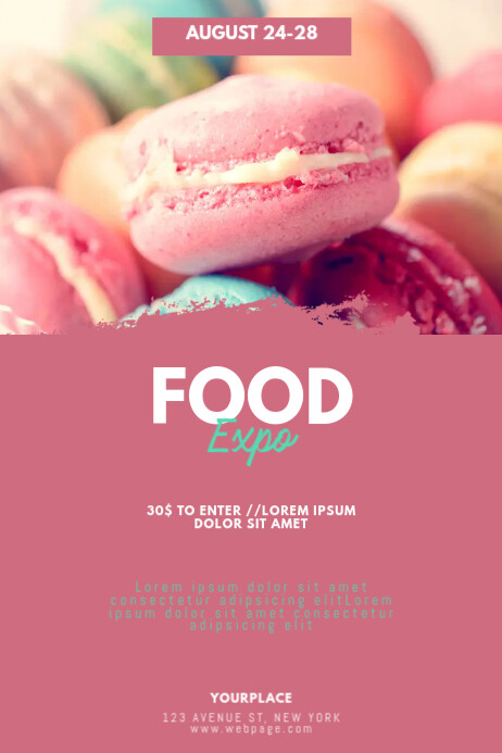 Permen Makanan Ringan Kue Brosur Templat Pameran Makanan