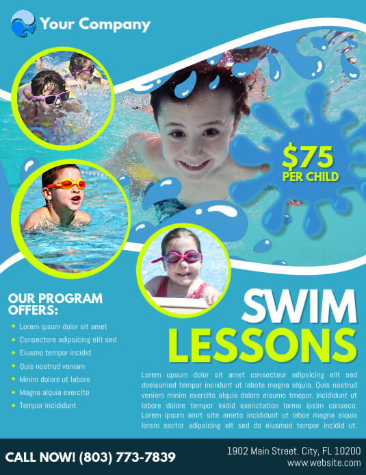 Swim Lessons Template PosterMyWall