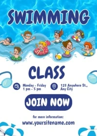 Swimming Class Poster A6 template